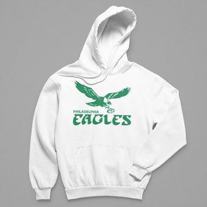 NEW Philadelphia Eagles 1973 Wordmark Big Logo Fleece Pullover Hoodie WHITE